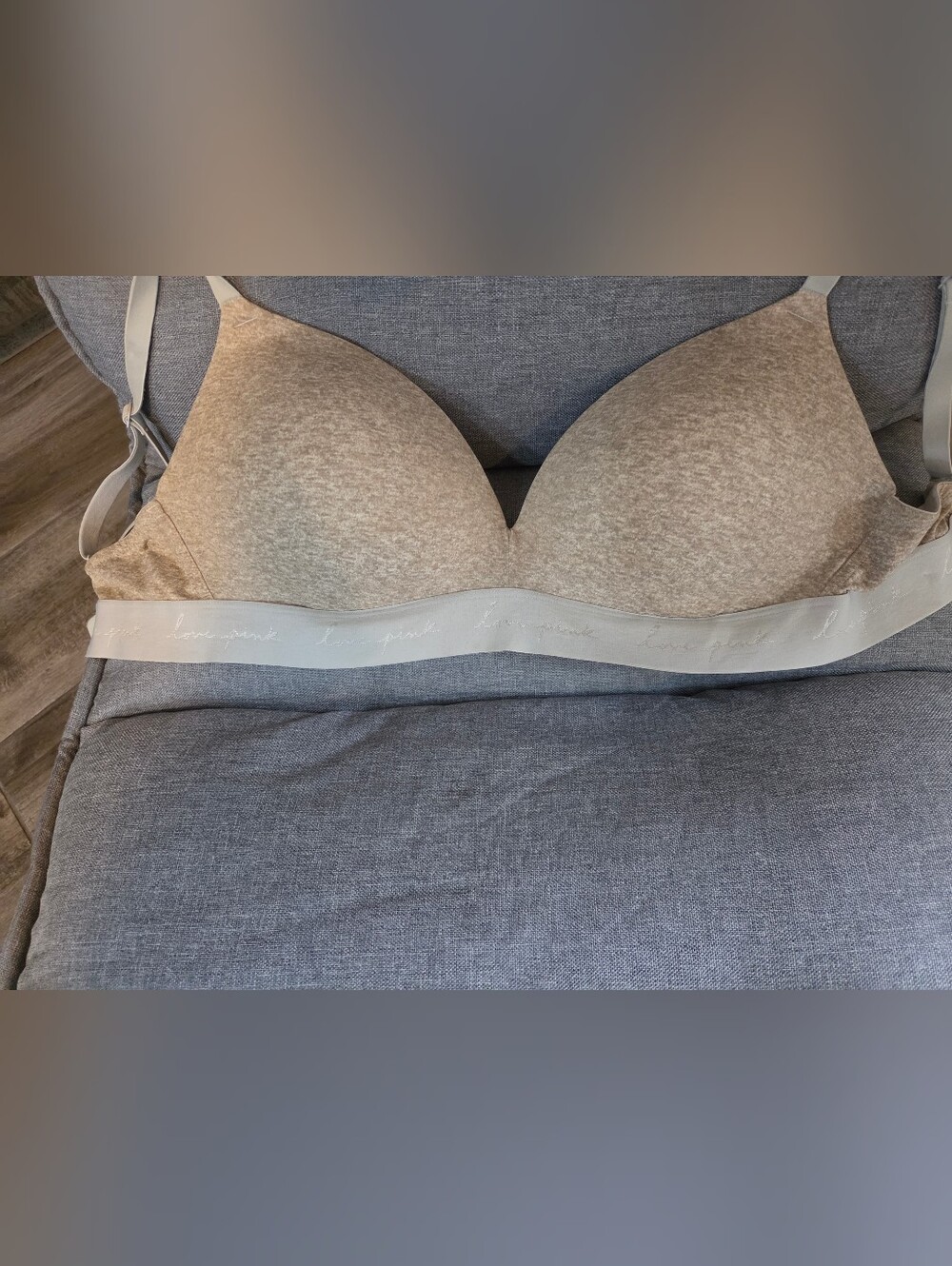 PINK Victoria's Secret Neutral Heathered Beige Wireless Seamless Bra